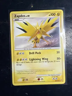 Pokemon Zapdos Card 48/147 Platinum Supreme Victors LP - Image 1