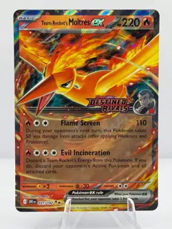 Team Rocket's Moltres Ex - 031/182 - Pokemon Destined Rivals Stamped Promo Card - Image 1