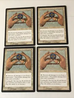 Rune Of Protection Lands X4 Urza’s Saga Ex+ Condition See Pics Front/Back - Image 1
