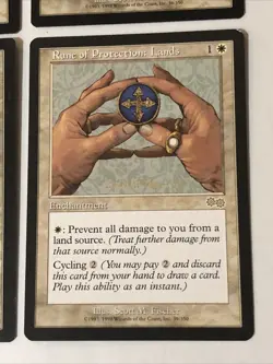 Rune Of Protection Lands X4 Urza’s Saga Ex+ Condition See Pics Front/Back - Image 2