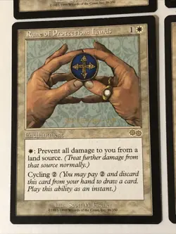 Rune Of Protection Lands X4 Urza’s Saga Ex+ Condition See Pics Front/Back - Image 3