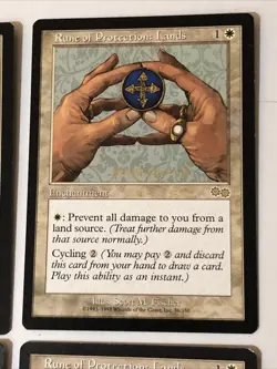 Rune Of Protection Lands X4 Urza’s Saga Ex+ Condition See Pics Front/Back - Image 4