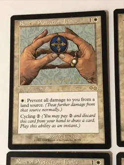 Rune Of Protection Lands X4 Urza’s Saga Ex+ Condition See Pics Front/Back - Image 5