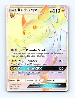 🔥 Pokemon Raichu GX Secret Rare - Shining Legends 75/73 - NM/M - Image 1