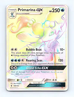 🔥 Pokemon Primarina GX Secret Rare - SM Guardians Rising 149/145 - NM/M - Image 1