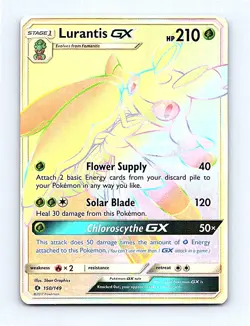 🔥 Pokemon Lurantis GX Secret Rare - Sun & Moon Base Set 150/149 - NM/M - Image 1