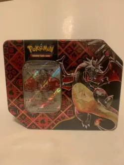 Pokemon TCG: Paldean Fates Tin - Shiny Charizard EX - New & Sealed/Dent on side - Image 1