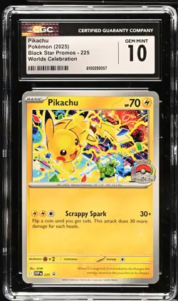 PIKACHU World Championships 2025 Scarlet & Violet Promo #225 CGC 10 Pokemon - Image 1