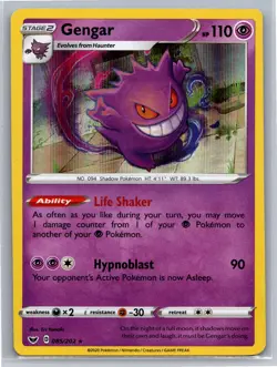 Gengar 085/202 Holo Rare Pokemon Sword & Shield Base Near Mint or Better - Image 1