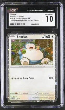 2024 POKEMON SVP EN-SV BLACK STAR PROMO #122 SNORLAX CGC 10 - Image 1