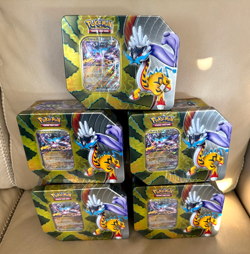 Pokemon TCG Paradox Destinies Tin Raging Bolt (2025) - Lot of 5 - Factory Sealed - Image 1
