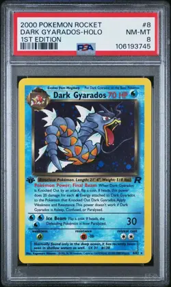 Dark Gyarados 1st Edition Pokemon Team Rocket 8/82 Holo RARE PSA 8 - Image 1