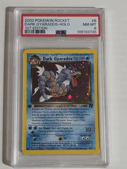 Dark Gyarados 1st Edition Pokemon Team Rocket 8/82 Holo RARE PSA 8 - Image 3