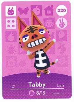 Tabby #220 - Amiibo Card - Animal Crossing Series 3 - Authentic Nintendo - Image 1