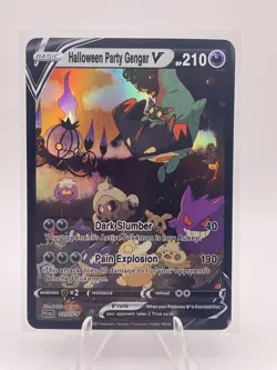Pokemon Gengar V Fan Art Custom Pokemon HoloFoil Card Halloween Party - Image 1