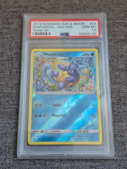 24/181 Wartortle Team Up Reverse Holo Pokemon Card PSA 10 POP 9 - Image 1
