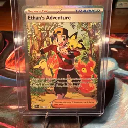 Pokemon TCG Destined Rivals Ethan's Adventure Full Art Trainer Card 236/182 Sir - Image 1