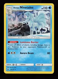 Alolan Ninetales 28/147 Cracked Ice Rare Burning Shadows Pokemon Card - Image 1