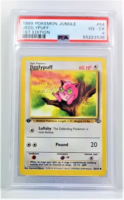 1999 Pokemon Jungle #54 Jigglypuff 1st Edition Trading Card PSA 4 F17 - Image 1