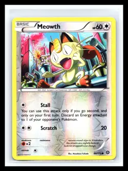 💥 Pokemon TCG Meowth 88/114 Steam Siege Reverse Holo 2016 - Image 1