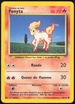 Carte Pokemon Ponyta 60/102 Set de base Francais - Image 1