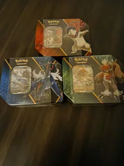 2022 Pokemon TCG SWSH Divergent Powers Tin Factory Sealed Set of 3 (15 packs) - Image 1