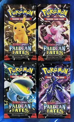 Pokemon 2024 Scarlet & Violet Paldean Fates Booster Pack Lot X4 Artset Nm Mint - Image 1