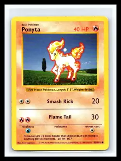 💥 Ponyta 60/102 Base Set Shadowless Pokemon 1999 WOTC TCG Vintage Card Rare - Image 1