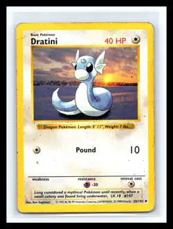 💥 Dratini 26/102 Base Set Shadowless Pokemon 1999 WOTC TCG Vintage Card Rare - Image 1