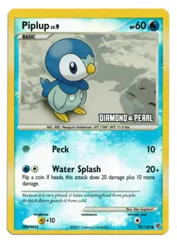 Pokemon Card Piplup REVERSE HOLO 93/130 Off Centered OC Error D&P BK Promo Rare! - Image 1