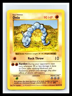 💥 Onix 56/102 Base Set Shadowless Pokemon 1999 WOTC TCG Vintage Card Rare - Image 1
