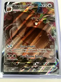 Greedent VMAX 218/264 Fusion Strike Ultra Rare Holo Pokemon TCG Card NM - Image 1