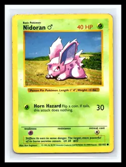 💥 Nidoran 55/102 Base Set Shadowless Pokemon 1999 WOTC TCG Vintage Card Rare - Image 1