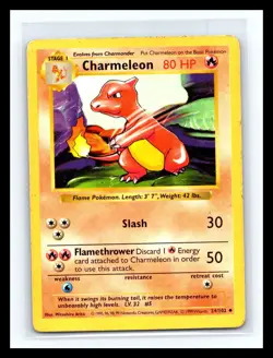 💥 Charmeleon 24/102 Base Set Shadowless Pokemon 1999 WOTC TCG Vintage Card Rare - Image 1