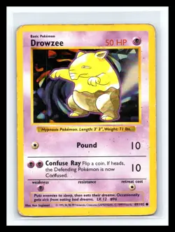 💥 Drowzee 49/102 Base Set Shadowless Pokemon 1999 WOTC TCG Vintage Card Rare - Image 1
