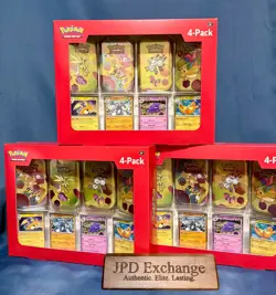 Pokemon 4 Mini Tins + 4 Promo Cards Bundle - 151 SAMS CLUB EXCLUSIVE LOT OF 3 - Image 1