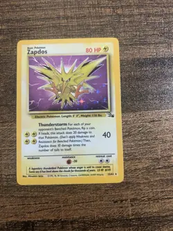 Pokemon TCG Zapdos Fossil Holo Card 15/62 Unlimited Rare. Excellent Condition - Image 1