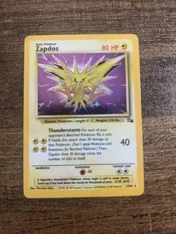 Pokemon TCG Zapdos Fossil Holo Card 15/62 Unlimited Rare. Excellent Condition - Image 3