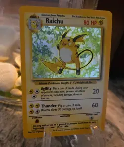 Raichu Pokemon Card Game Pocket Monster Nintendo Japanese 1996 rare No.026 Holo - Image 1