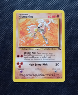 Hitmonlee 22/62 Fossil Set Non Holo Rare WOTC Pokemon Card LP - Image 1