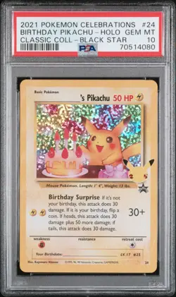 2021 POKEMON CELEBRATIONS CLASSIC COLLECTION #24 BIRTHDAY PIKACHU-HOLO PSA 10 - Image 1
