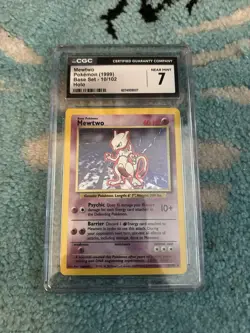 Mewtwo - 10/102 CGC 7 Base Set Unlimited Holo Rare Pokemon - NM - Image 1