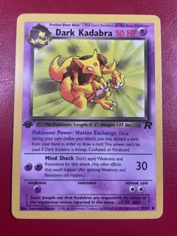 Dark Kadabra 1st Edition Team Rocket 39/82 WOTC Vintage Pokemon (LP) - Image 1