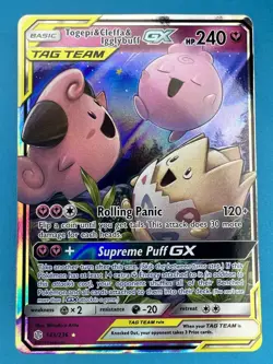 Togepi & Cleffa & Igglybuff GX 143/236 Sm-Cosmic Eclipse Holo Pokemon TCG NM - Image 1
