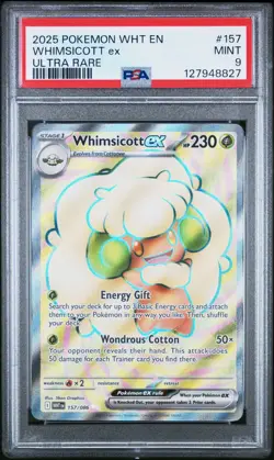 2025 Pokemon SV WHT EN-White Flare #157 WHIMSICOTT ex ULTRA RARE PSA 9 - Image 1