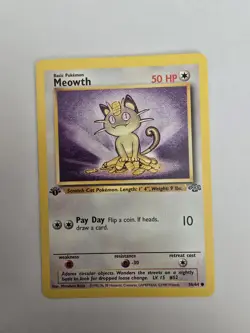 Pokemon TCG Meowth Jungle Card 56/64 1st Edition Common LP - Image 1