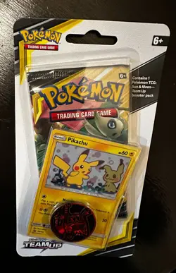 Pokemon TCG Sun & Moon Team Up Checklane Blister Booster Pack w/Pikachu SM162 - Image 1