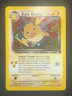 Pokemon Dark Raichu 83/82 Base Set Holo Rare Team Rocket NM + Topps Raichu Holo - Image 1