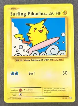 Pokemon TCG Surfing Pikachu 111/108 Non Holo Secret Rare XY Evolutions - Image 1