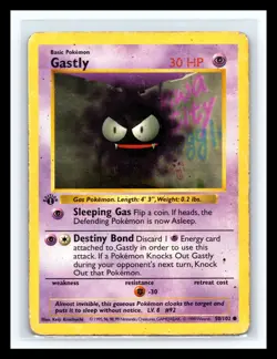 💥 Gastly 26/102 1st Edition Shadowless Pokemon 1999 WOTC TCG Vintage Card Rare - Image 1